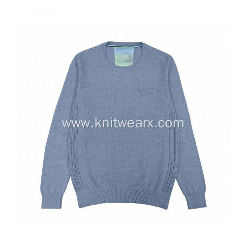 Men's Knitted Osmanthus Stitch 100% Cotton Crewneck Pullover